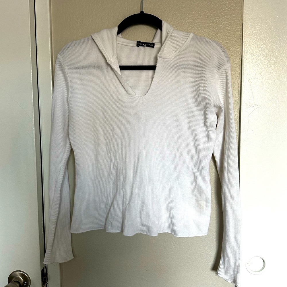 Crop waffle stitch hoodie